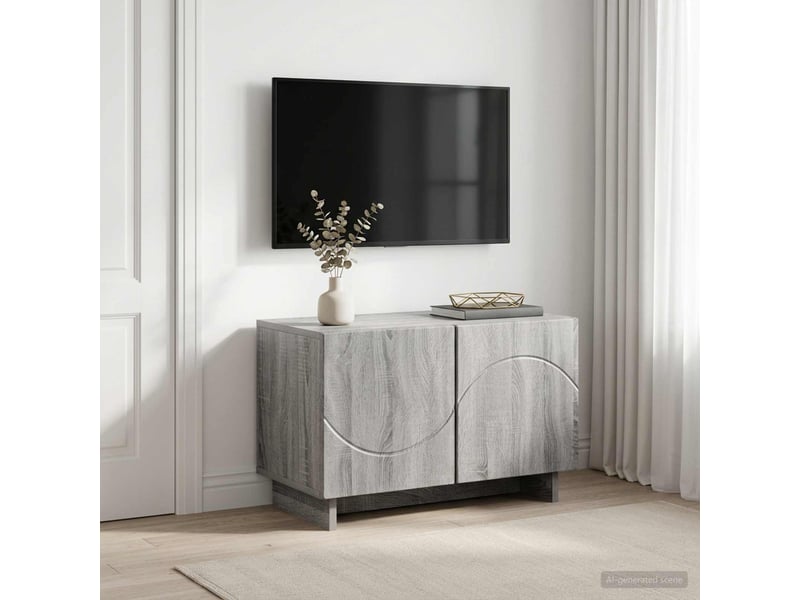  Meuble tv moderne, banc tv 60x34.5x40 cm sonoma gris bois d'ingénierie shl39038  - Conforama B