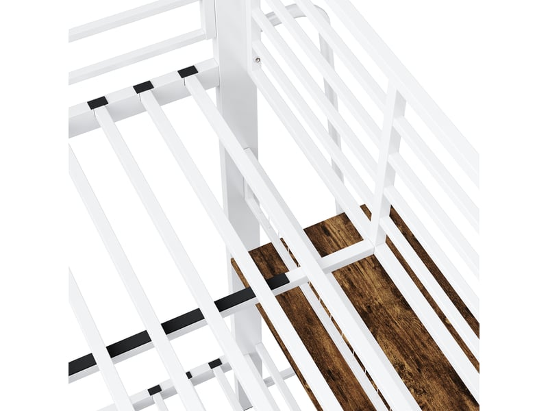 Lits superposés 90 × 200 cm métal blanc, bureau, led et tiroirs de rangement IKSETERA TRADING LTD - Conforama R