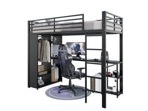 Lit mezzanine 90x200 cm <strong>WISHDOR</strong> <strong></strong> coloris noir