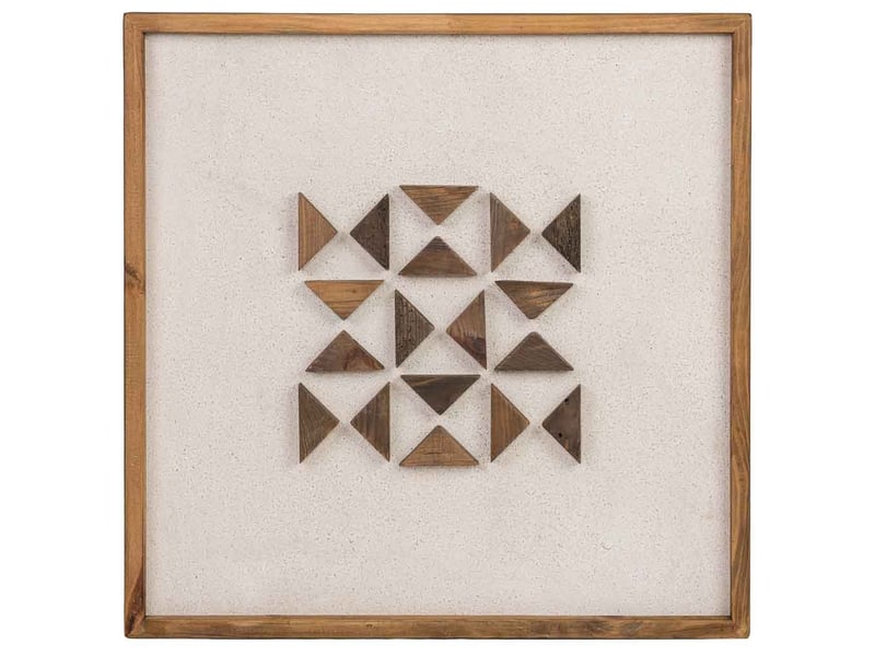 Tableau artisanal en bois recyclé relief beige et blanc 62x4x62 cm h - Conforama B