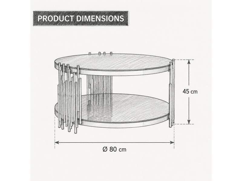  Table basse ronde en verre noir double plateau avec piètement en acier doré pour salon salle à manger ou bureau  - Conforama C
