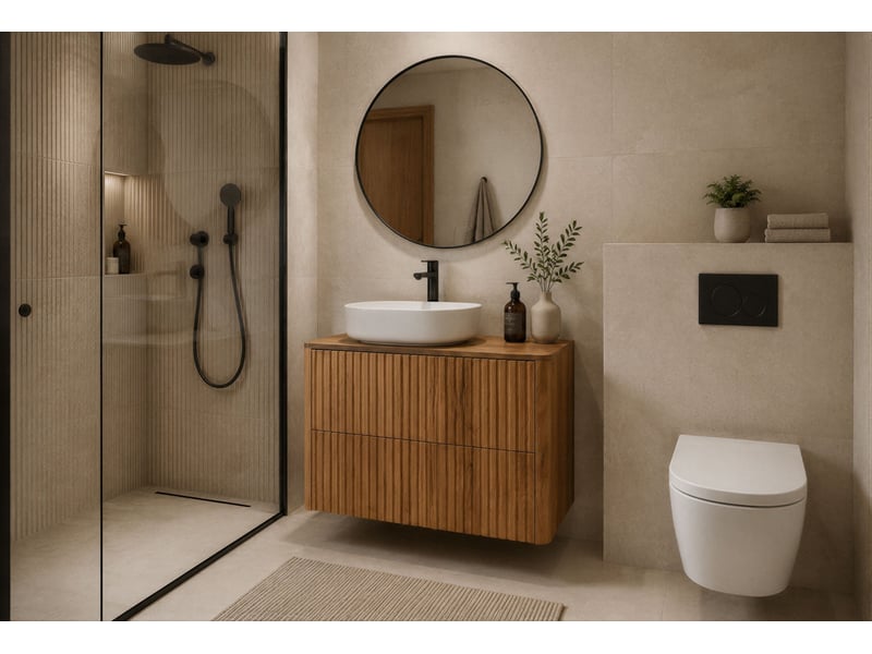  Meuble sous vasque suspendu linea 80 cm chêne craft d'or  - Conforama B