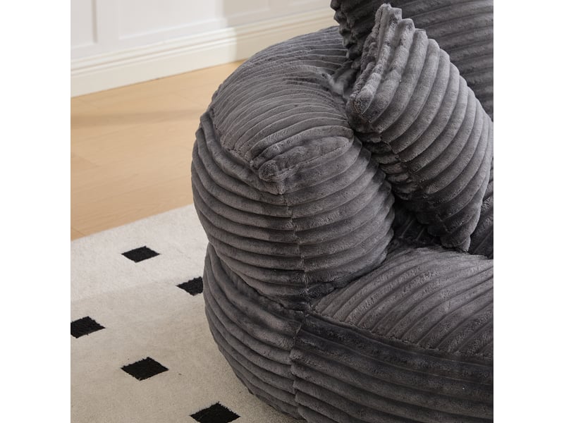 Canapé cordon gris foncé 108x108x52 cm avec haut dossier, trois coussins et accoudoirs galbés - Conforama E
