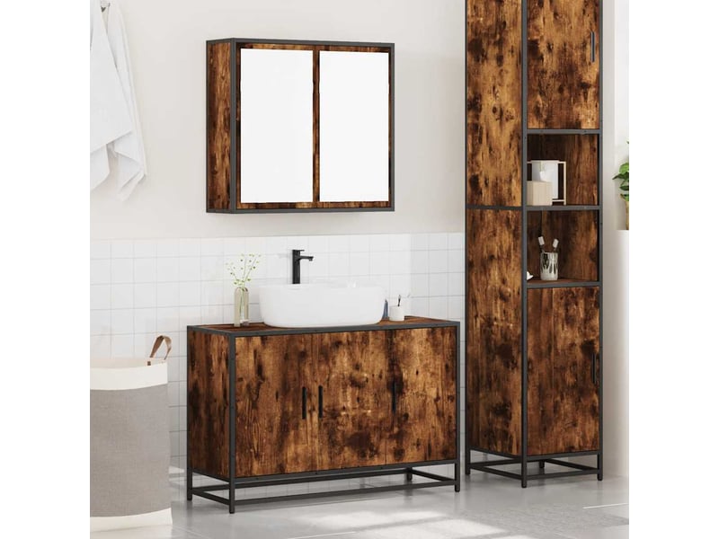  Ensemble de meubles de salle de bain 2 pcs chêne fumé cf63581  - Conforama C