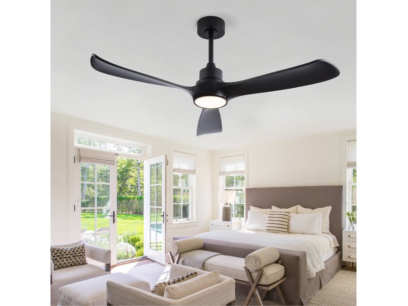  Ventilateur plafond 52 noir avec lumière, télécommande, moteur dc réversible, 3 temps couleur – intext, chambre, salon  - Conforama B