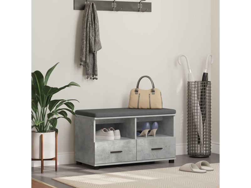  Banc d'entrée, banc interieur gris béton 80x38x46 cm  - Conforama B