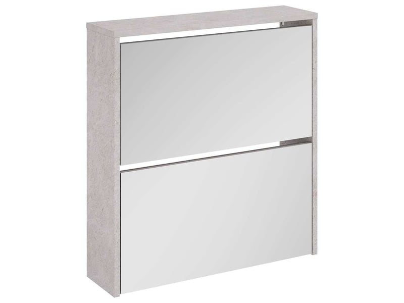  Meuble à chaussure, armoire à chaussures et miroir 2 niveaux gris béton 63x17x67 cm  - Conforama A