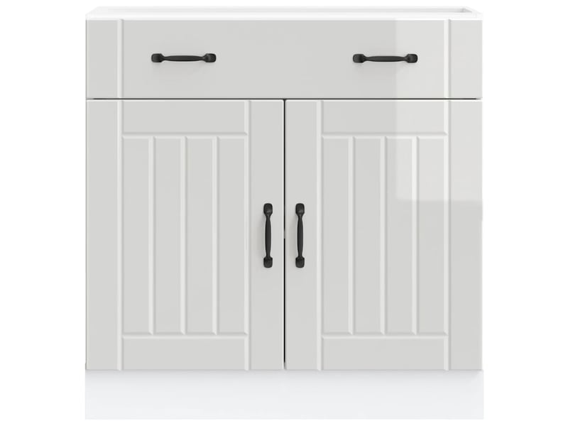  Meuble de rangement, armoire de cuisine lucca blanc brillant bois ingénierie shl7529  - Conforama C
