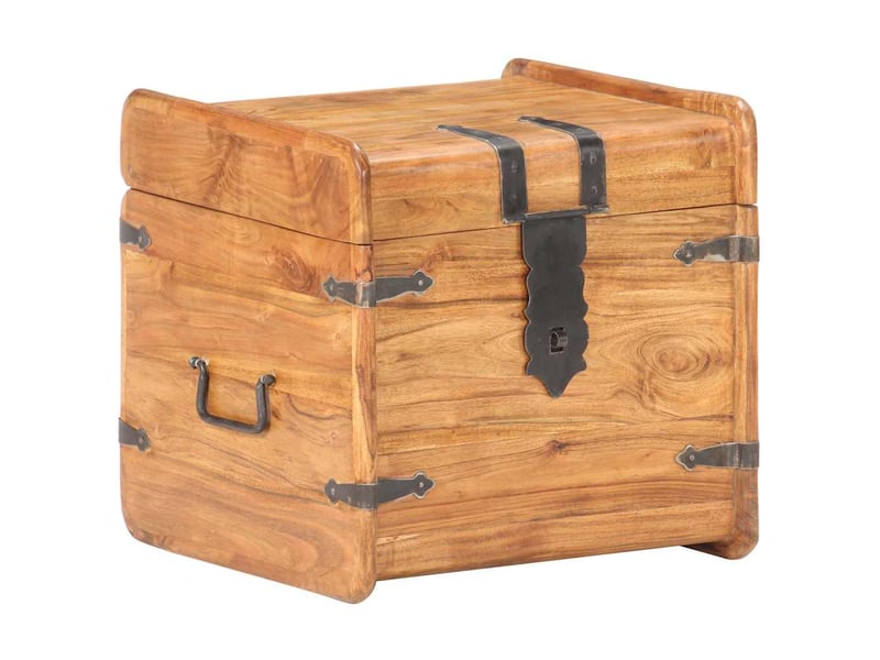  Coffre de rangement 40x40x40 cm bois d'acacia solide shl8280  - Conforama B