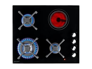 Beldeko plaque mixte 3 gaz + 1 vitrocéramique 7400w - marque française