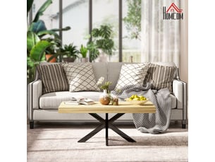 Table basse rectangulaire table d'appoint style industriel en métal noir et plateau dim. 110 x 60 x 45cm - aspect bois