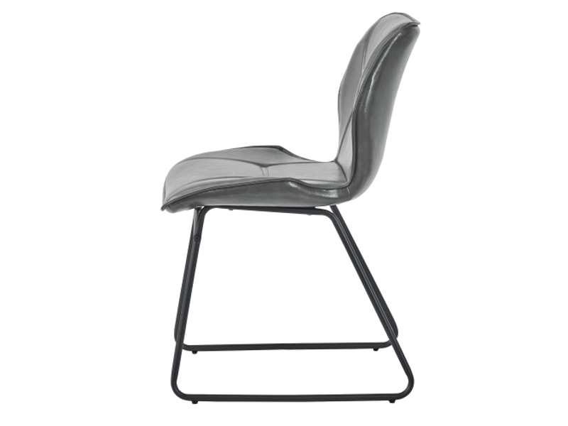  Chaises de salle à manger 2 pièces en simili cuir gris, structure métallique, rembourrées pour salon, bureau ou coin repas  - Conforama E