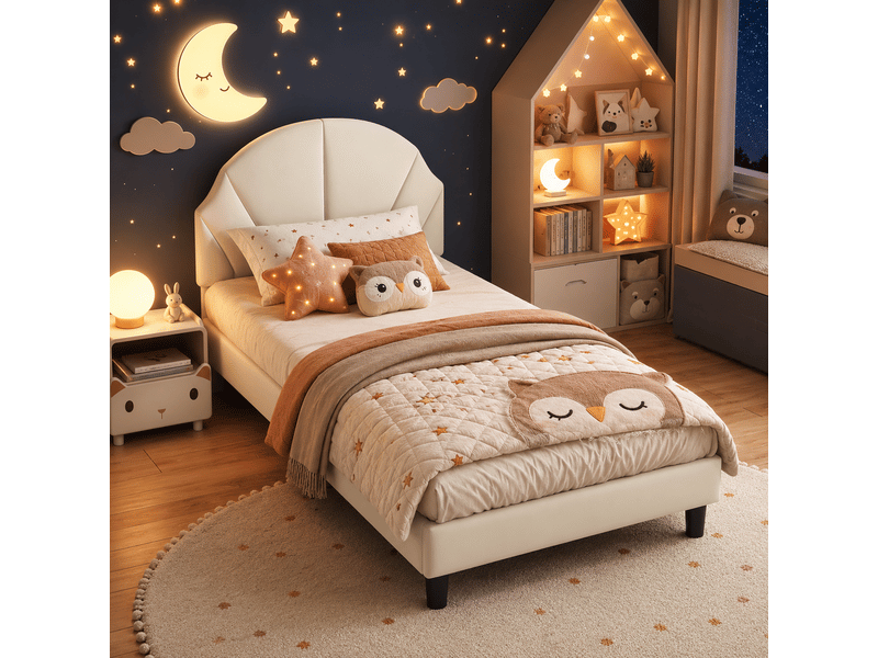 Lit rembourré 90x200 cm avec sommier à lattes, lit enfant avec tête de lit réglable, nuage, lit simple - lit simple enfant 90x200 cm - tête de lit réglable en hauteur - 1 personne - lit fille 90x200 - cadre de lit enfant - velo… - Conforama C