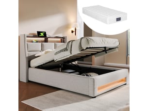 Lit simple 90x200 cm <strong></strong>  <strong></strong> coloris beige
