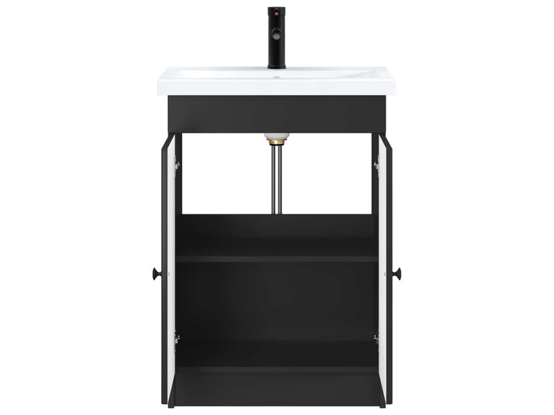 Ensemble de mobilier de salle de bain noir 56x37.5x81 cm shl7016 - Conforama C