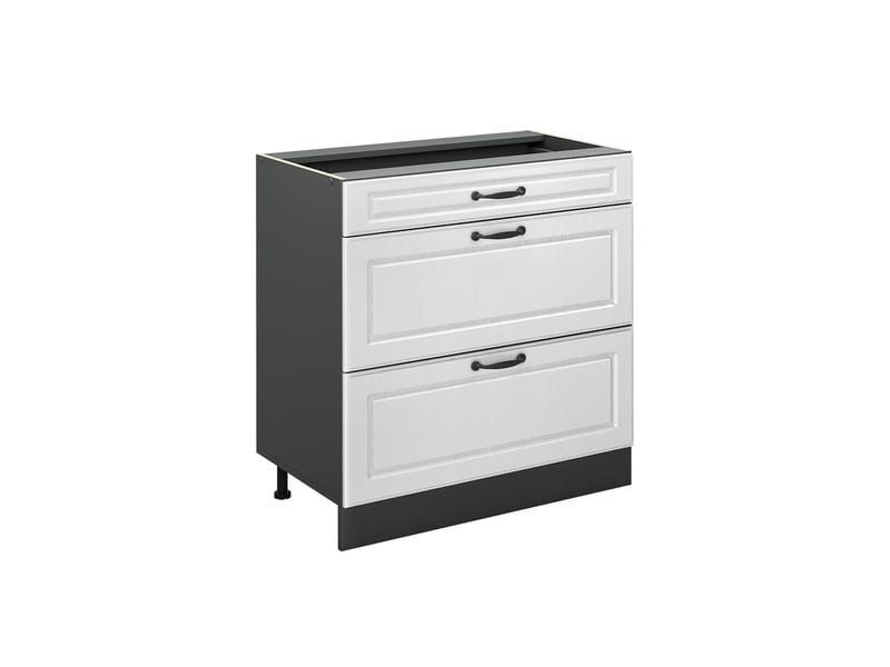 Vicco meuble cuisine, blanc campagneanthracite, 80cm avec 3 tiroirs sans plan de travail - Conforama A
