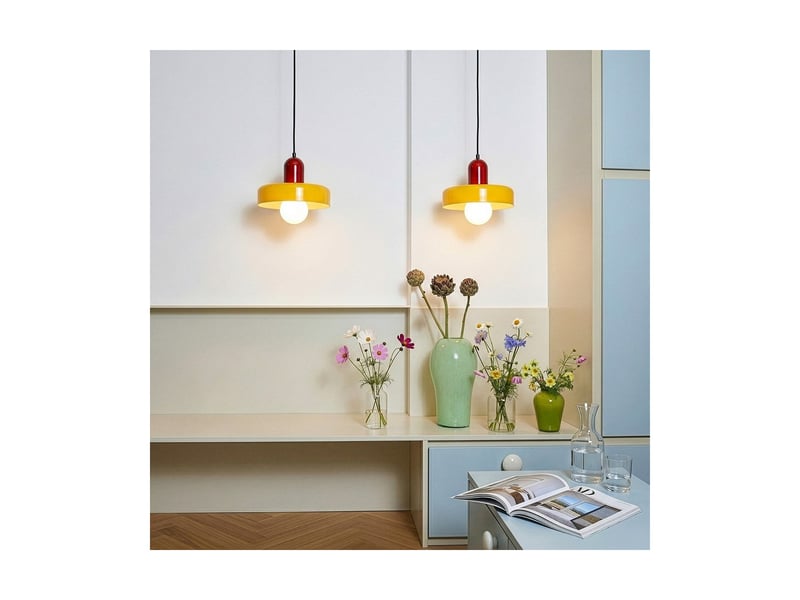  Suspension yori en verre et métal rouge et jaune ø25 cm 62912 - Conforama E