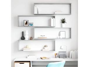 Lot de 4 étagères cube murales, armoires de rangement gris béton bois d'ingénierie cf42747