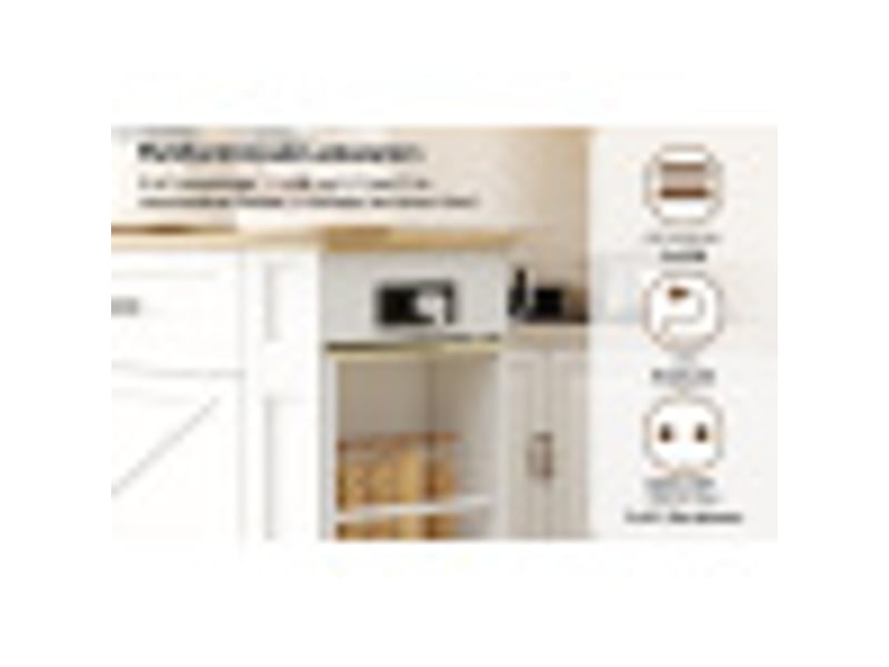  Îlot de cuisine mobile bois naturel et blanc en mdf, table extensible, 2 tiroirs, meuble à double porte, 120 × 50 × 93 cm  - Conforama C