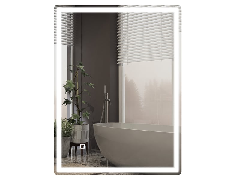  Miroir de salle de bain mural avec éclairage led. Caractéristiques : fermeture douce, fonction antibuée, 60 x 80 x 4 cm, blanc.  - Conforama A
