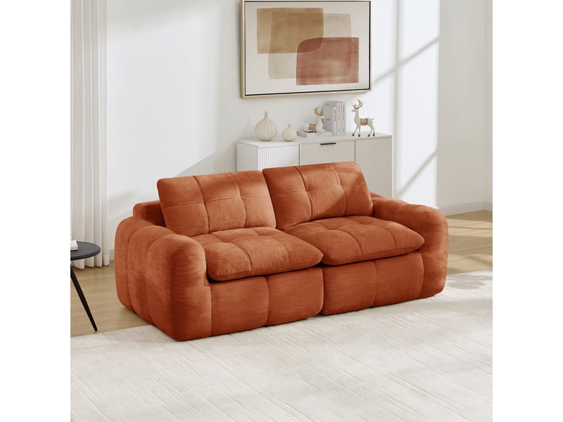  Canapé 2 places - 194 x 97 x 68 cm - canapé modulable en chenille avec assise profonde et coussins - orange  - Conforama C