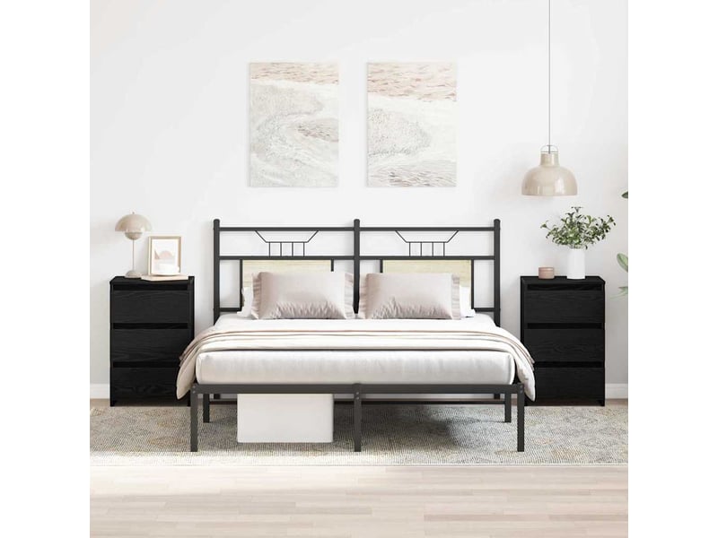 Table de chevet 2 pièces chêne noir 40 x 35 x 62,5 cm - Conforama B