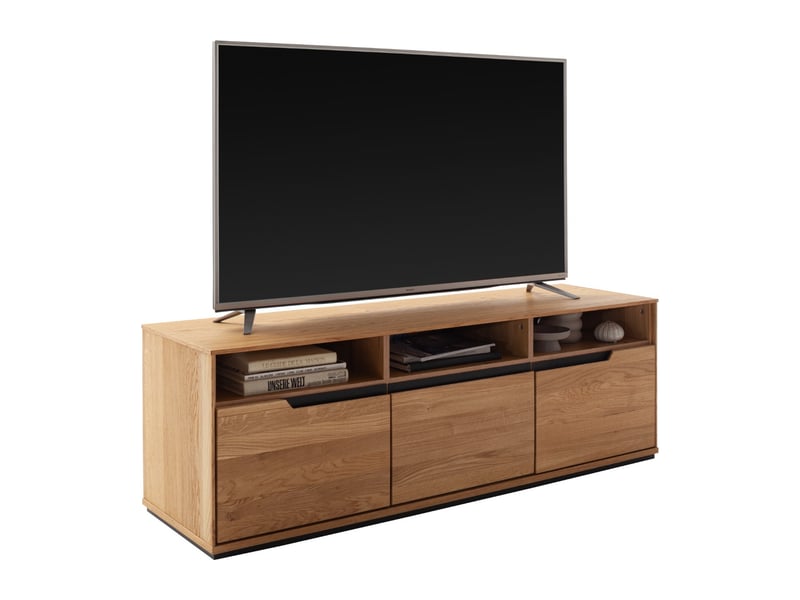 Meuble tv 3 portes 3 niches coloris chêne sauvage - longueur 153 x profondeur 46 x hauteur 51 cm  - Conforama D