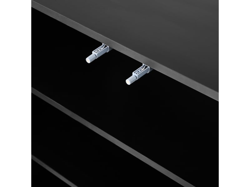  Buffet noir moderne 120x80cm, meuble de rangement 3 portes avec étagères réglables et pieds dorés en métal pour salon  - Conforama D