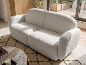 Canapé droit fixe <strong></strong> <strong></strong> 3 places Tissu blanc avec coffre de rangement