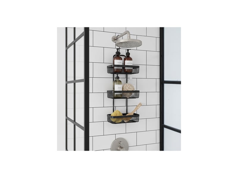Étagère de douche avec 3 niveaux en métal noir 62 x 23 x 13 cm 50504 - Conforama C