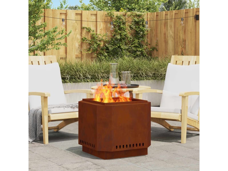  Brasero exterieur, foyer sans fumée rouillé 58x58x51 cm acier patiné shl1512  - Conforama B