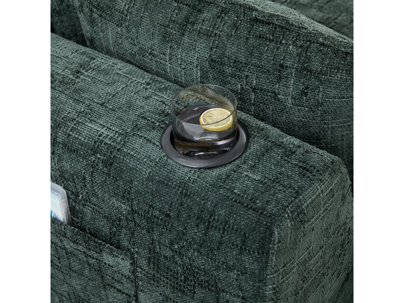  Canapé modulable 4 places 322x161x75 cm vert en chenille, 2 poufs, coussins, porte-gobelets, 2 poches, assise mousse et ressorts  - Conforama E