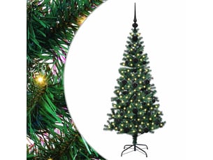Sapin de noël - arbre de noël artificiel pré-éclairé vert 120 cm pvc et métal
