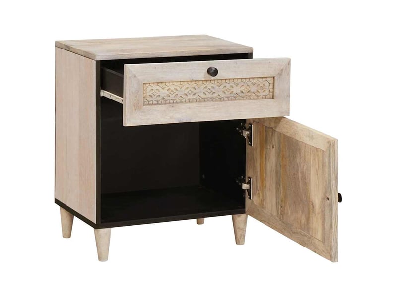  Table de chevet - cabinet de chevet - table de nuit blanc 50 x 33 x 60 cm bois d'ingénierie  - Conforama A