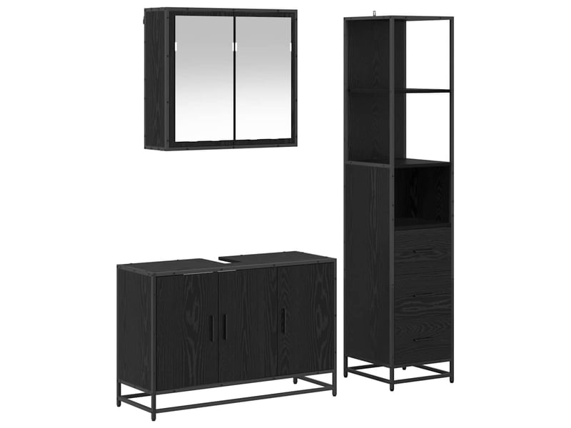  Ensemble de mobilier de salle de bain 3 pc chêne noir cf64355  - Conforama A