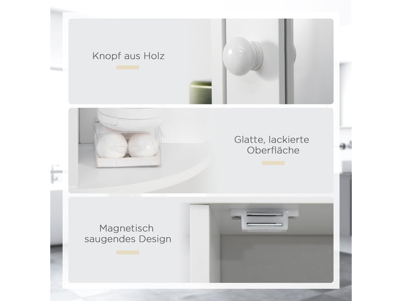  Armoire de toilette avec miroir et 8 compartiments blanc 66 x 17 x 63 cm  - Conforama D