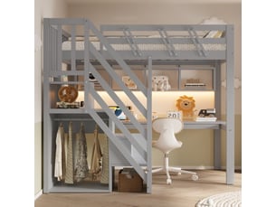 Lit combiné 90x200 cm <strong>OKMYHOME</strong> <strong></strong> coloris gris