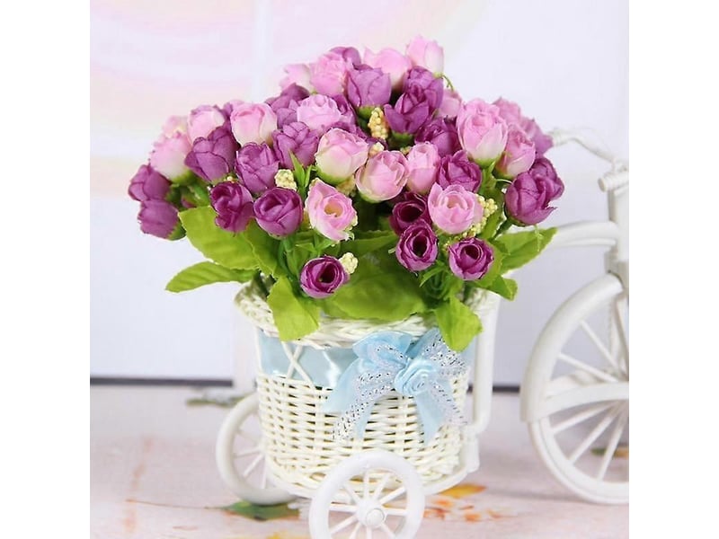  Fleurs artificielles pour décoration de fête, roses, 15 têtes, faux boutons de roses thé en soie, fleurs uniquesrose  - Conforama D