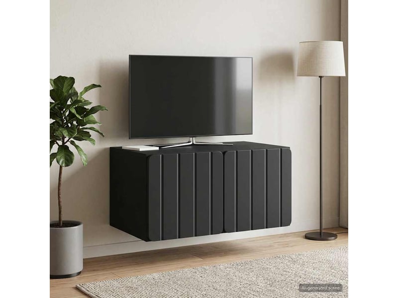  Meuble tv - banc tv - meuble de rangement mural 59,5 x 41 x 30 cm noir bois d'ingénierie  - Conforama D