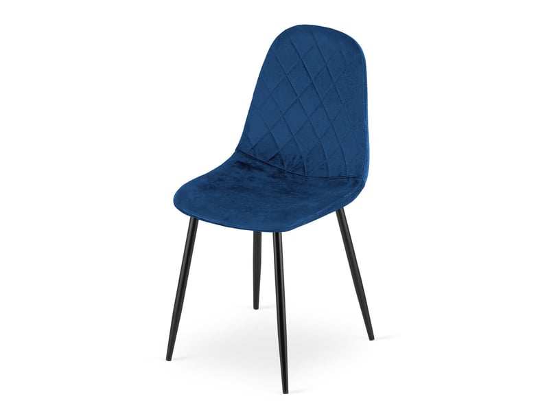  Chaise asti en velours bleu nuit avec pieds en métal  - Conforama E