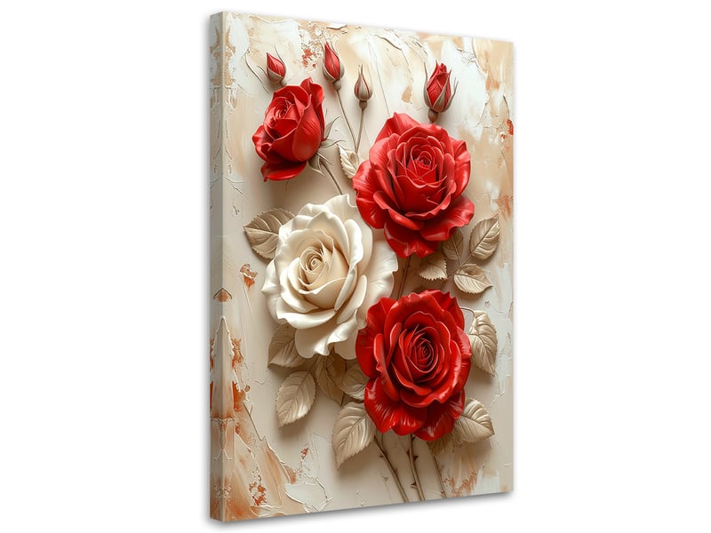  Image sur toile, des roses rouges et crème dans un élégant arrangement floral 70x100 1328138219 - Conforama A