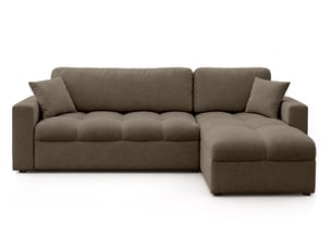 Canapé d'angle réversible fixe BESTMOBILIER CYRO 4 places Tissu taupe avec coffre de rangement