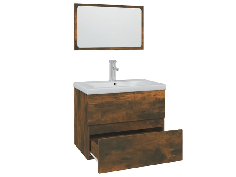  Meubles de salle de bain, armoire salle de bain chêne fumé bois d'ingénierie cf65461  - Conforama E