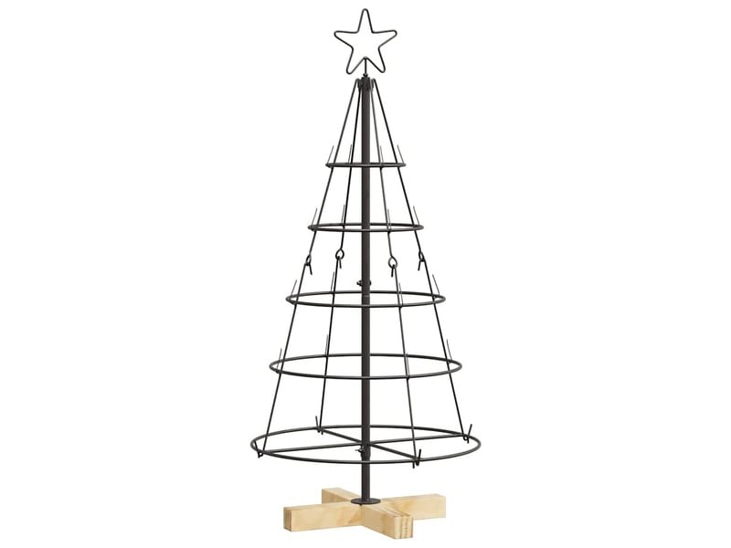  Sapin en cône de noël - arbre de noël avec support noir 90 cm acier  - Conforama A