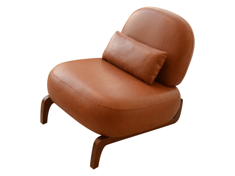 Fauteuil de lecture sans accoudoirs en simili-cuir, pieds en bois massif  - Conforama A