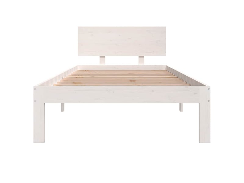  Lit simple- lit adulte -  cadre de lit sans matelas blanc bois de pin massif 90x200 cm  - Conforama C