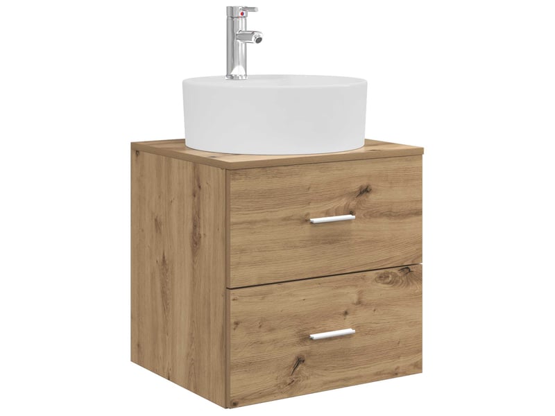  Vanité de lavabo mural, meuble de rangement chêne artisanal 49.5x44.5x65 cm shl2078  - Conforama A