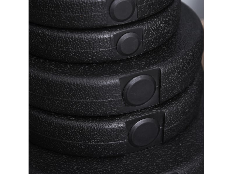  Set d’haltères réglables 40 kg – noir – 2 barres en acier chromé, 12 disques et 4 écrous étoile de serrage  - Conforama C