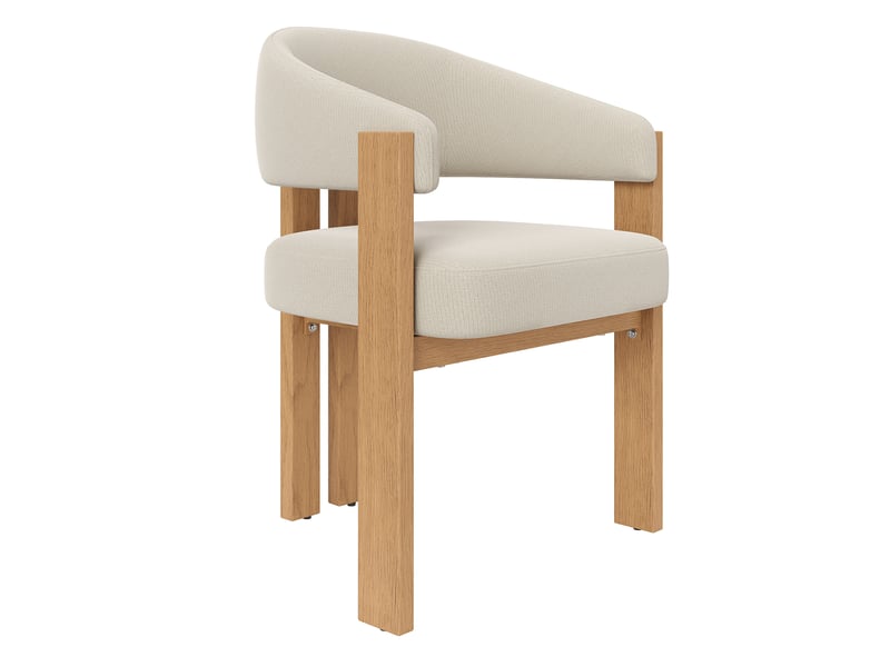  Lot de 2 chaises de salle à manger 49x47x78cm, beige et naturel, garnissage épais, meuble de cuisine, effet bois, métal  - Conforama E