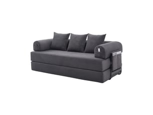 Canapé modulable 3 places – canapé convertible en velours côtelé avec assise profonde, coussins, poche latérale, mousse haute résilience, structure stable – gris foncé